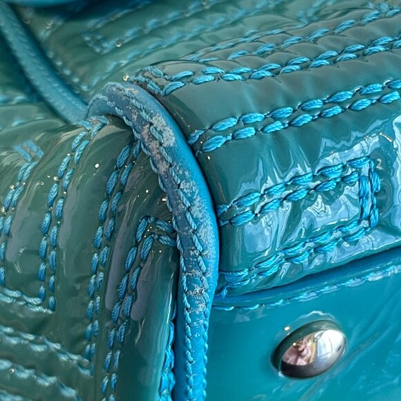 Gianni Versace Couture Turquoise Patent Leather Shoulder Bag - Preowned - Picture 8 of 16